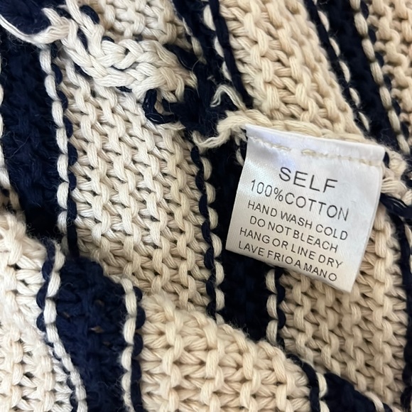Altar’d State Long Knit Cardigan Sweater/ Cream & Navy/ Size Small/Medium - Picture 6 of 7